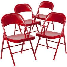 carnegy avenue red metal folding chair