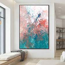 Modern Abstract Art Pink Turquoise