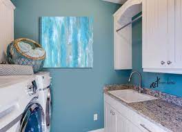 Aqua Blue Abstract Canvas Art Bathroom