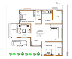 Cad House Plan 2 Bhk Drawing
