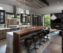 Brass on brass on brass? What Style Kitchen Is This Where There S A Bar Top That Wraps Around The Kitchen Interiordesign