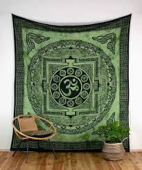 Wall Cloth Om Sign Green Indian Wall