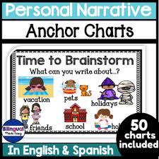 Bilingual Writing Anchor Chart Posters In English Spanish Personal Narrative