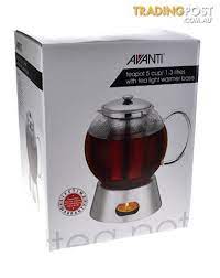 avanti glass teapot with warmer 1 3 litres