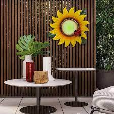 Luxenhome Sunflower Metal And Glass Outdoor Wall Decor