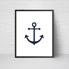 Anchor Wall Art Print Nautical Navy