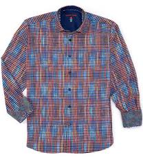 Visconti Abstract Check Pattern Long Sleeve Woven Shirt