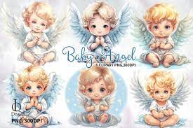 cute baby angel sublimation clipart