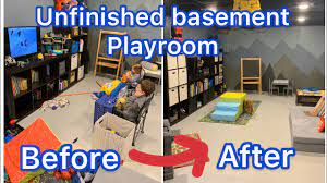 unfinished basement playroom