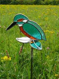 Stained Glass Kingfisher Garden Stake