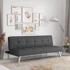 convertible folding futon sofa bed gray