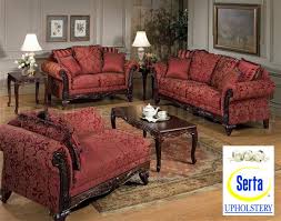 Red Fabric Traditional Sofa Loveseat