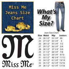 miss me jeans size chart