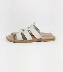 Flat Sandals With Off White Leather Straps Model Dolon