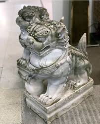 Pair Of Chinese Foo Dogs Carrara Marble