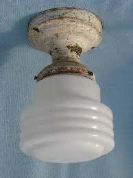 Vintage Ceiling Light Fixtures For Bare Electric Bulbs Milk Glass Industrial Shades
