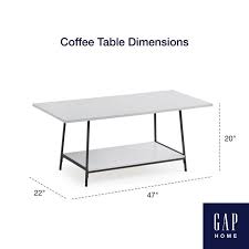 Metal Rectangle Coffee Table Whitewash Oak