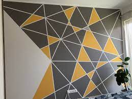 Grey And Yellow Geometric Wall Painting