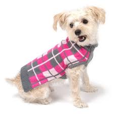 Oxford Plaid Pink Roll Neck Dog Sweater