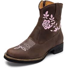 Bota Texana Conforto Cano Médio Salto Baixo Couro Legítimo Cor Marrom