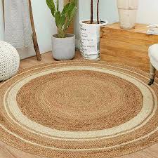 140 cm round woven wicker rug with