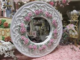 Round White Wall Mirror With 20 Pink