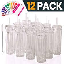 12 Clear Acrylic Tumblers With Lids And