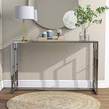 Chrome Rectangle Glass Console Table