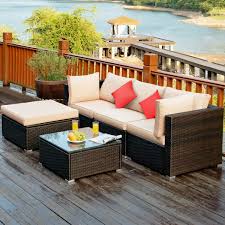 5 Pieces Outdoor Patio Rattan Furniture