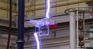 a drone is struck by lightning