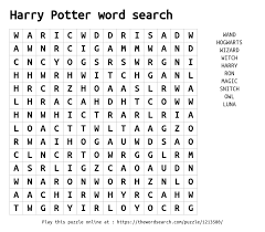 harry potter word search word search