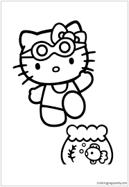 Swimming book clipart black and white. Hello Kitty Go Swimming Coloring Pages Cartoons Coloring Pages Coloring Pages For Kids And Adults
