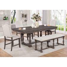 This is a picnic style dining table that is come with the three pieces per set for you to choose such as benches only, table only, table and benches set. Crown Mark Regent 6 Piece Transitional Table Set With Bench Wayside Furniture Table Chair Set With Bench