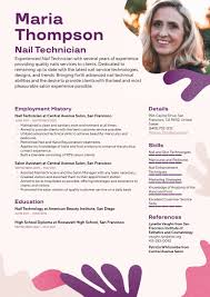 nail technician resume exles