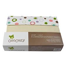 Osocozy Prefolds Unbleached Cloth Diapers Size 1 7 15lbs 6 Pack Soft Absorbent And Durable 100 Indian Cotton Natural Infant Diapers Highest