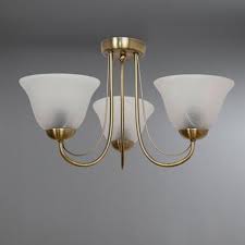 Dunelm Alabaster Stylish Decorative Antique Brass Metal Glass 3 Arm Ceiling Light Fitting Glass Lighting Light Fittings Light