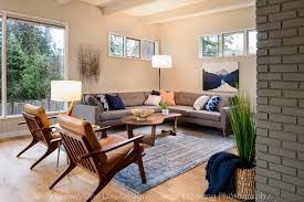 75 mid century modern living room with