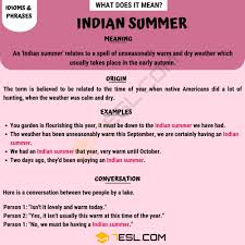 indian summer meaning what does this