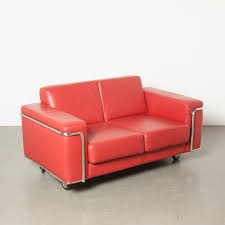 red leather 2 seat sofa wheels neef