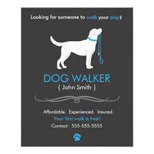 Dog Walker Walking Business Flyer Template Small Zazzle Com