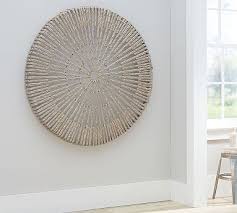 handwoven willow wheel wall art white