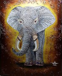 Large 3d Elephant Acrylic Painting From