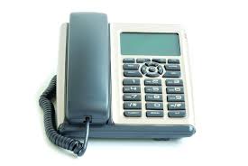 Blue Office Telephone Isolated On A