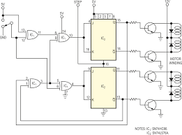 simple circuit controls stepper motors