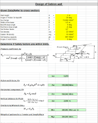 Design Of Gabion Wall Spreadsheet