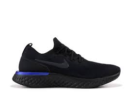 Shoes have been worn twice and is in 9/10 condition. Epic React Flyknit Black Racer Blue Nike Aq0067 004 Black Black Racer Blue Flight Club