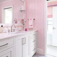 White And Pink Girls Bathroom Design Ideas
