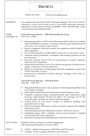 Medical student resume format template. Resume Cv Sample For Food And Beverage Manager Jobsdb Hong Kong