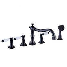 Get it as soon as thu, apr 29. Briella Antique Widespread Bathtub Faucet 5 Pcs In Oil Rubbed Bronze White Handle Faucet Mixer With