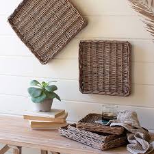 woven rattan wall decor trays set of 5
